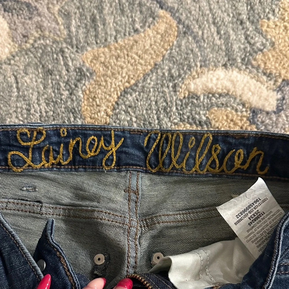 Wrangler Dark Blue Embroidered Flare Jeans - Picture 2 of 4